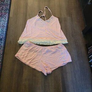 Pink Flower Pajamas - Tank Top and shorts set size m